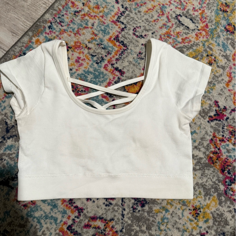 XL White Aerie Cropped Shirt